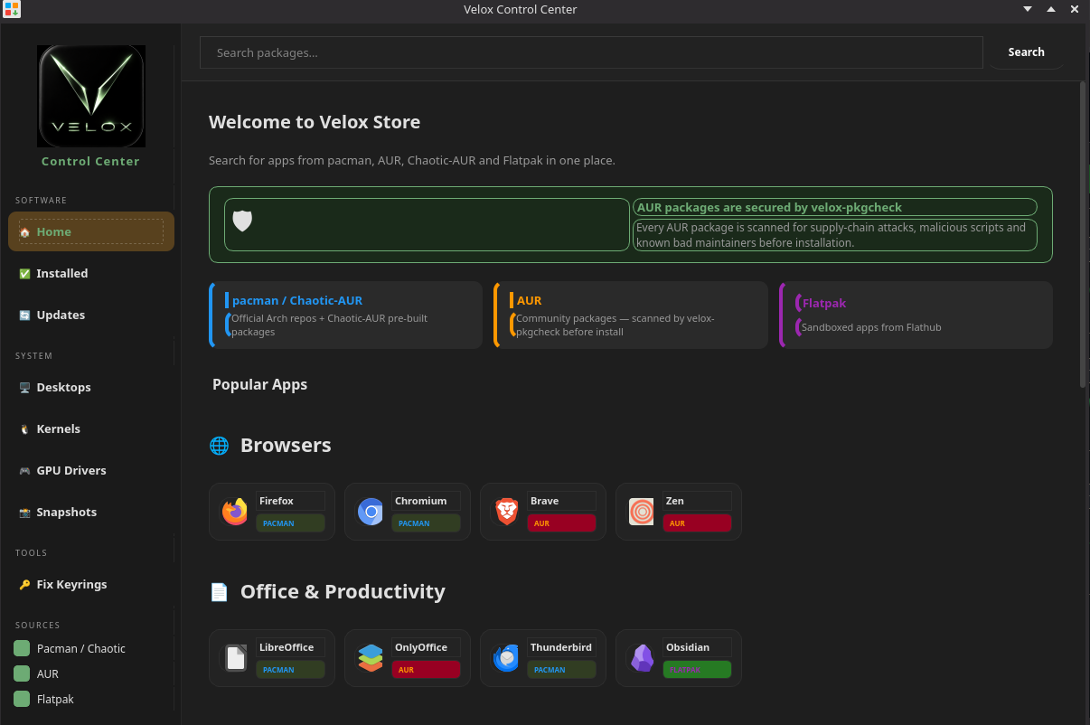 Velox Control Center