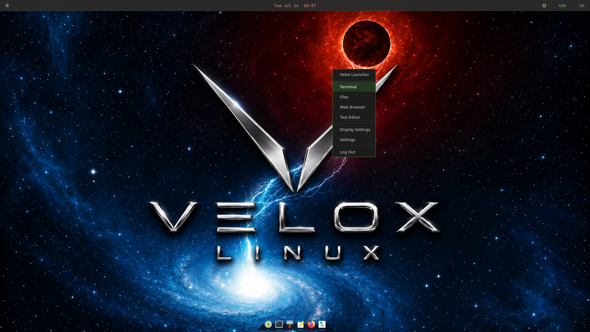 Velox XFCE with apps and launcher
